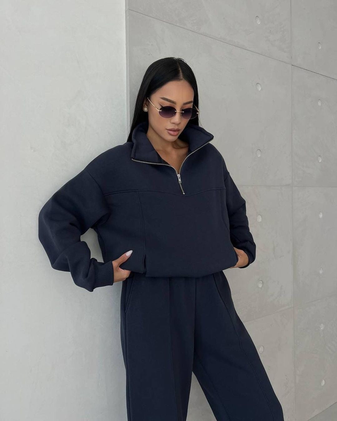 Damen sportliche Kapuzenjacke mit hohem Kragen Drune