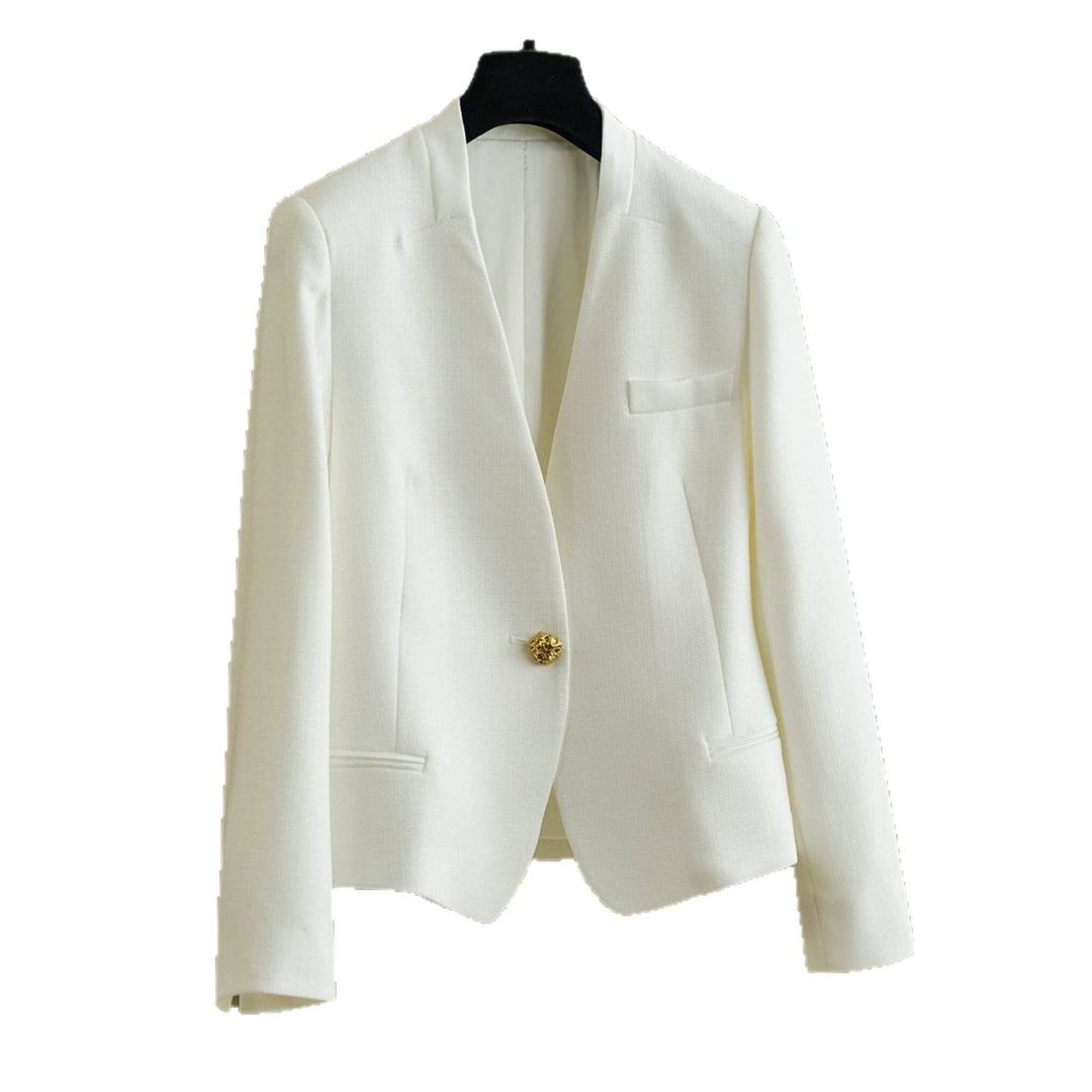 Damen Klassischer Blazer mit glänzendem Knopf Drune
