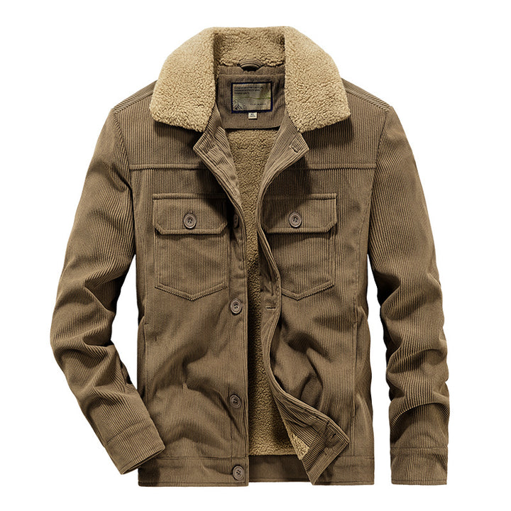 Herren Gemusterte Cordjacke mit Teddyfutter Drune