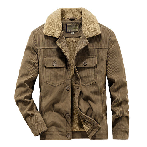 Herren Gemusterte Cordjacke mit Teddyfutter Drune