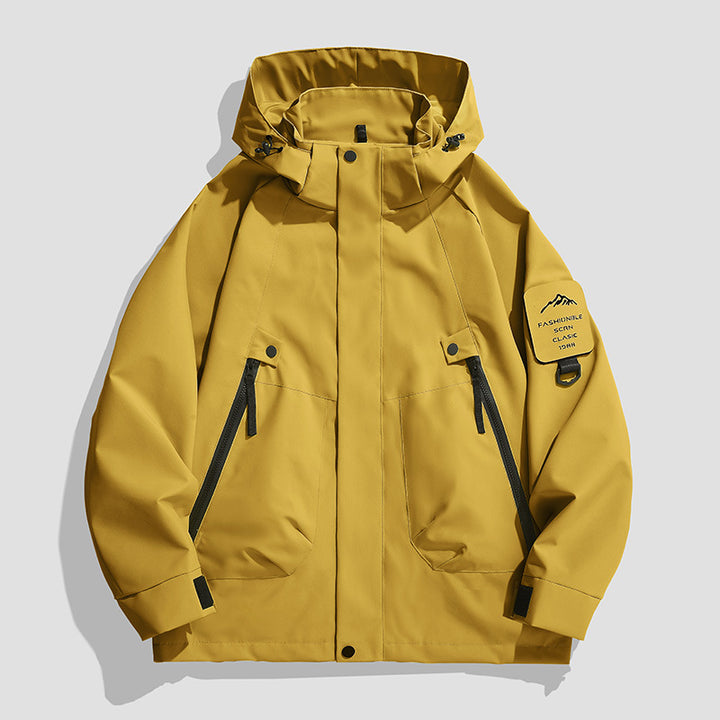Herren Wasserdichte Utility-Softshelljacke mit Kapuze, schräge Reißverschlusstaschen & verstellbaren Ärmelriegeln Drune