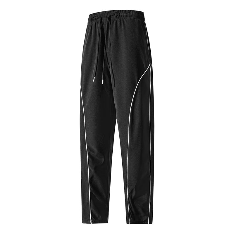Herren Sportliche tapered Trainingshose mit elastischem Bund, Tunnelzug & Kontrastpaspel Drune