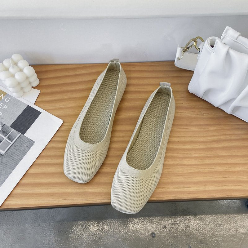 Damen atmungsaktive Ballerinas aus flexiblem Stoff Drune