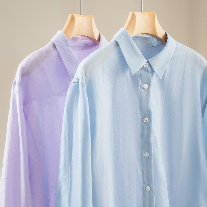 Damen Oversize-Hemdenbluse aus leichter Viskose‑Mischung mit klassischem Kragen Drune