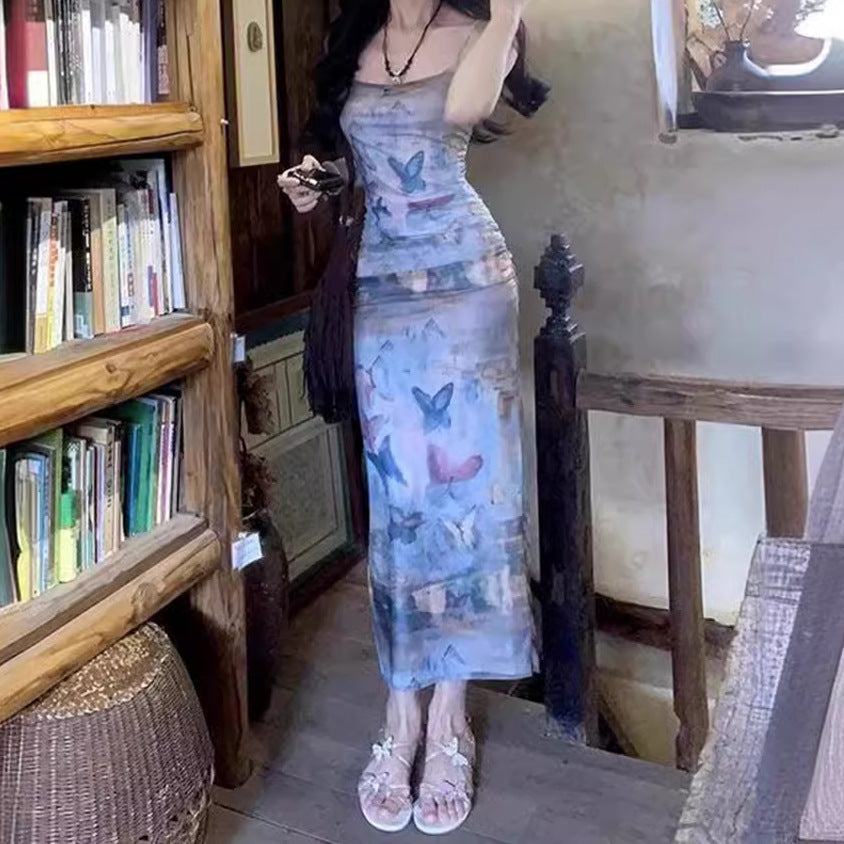 Damen Maxikleid im floralen Wasserfarbdruck Drune