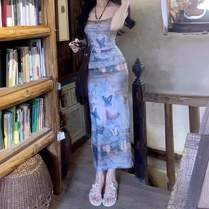 Damen Maxikleid im floralen Wasserfarbdruck Drune