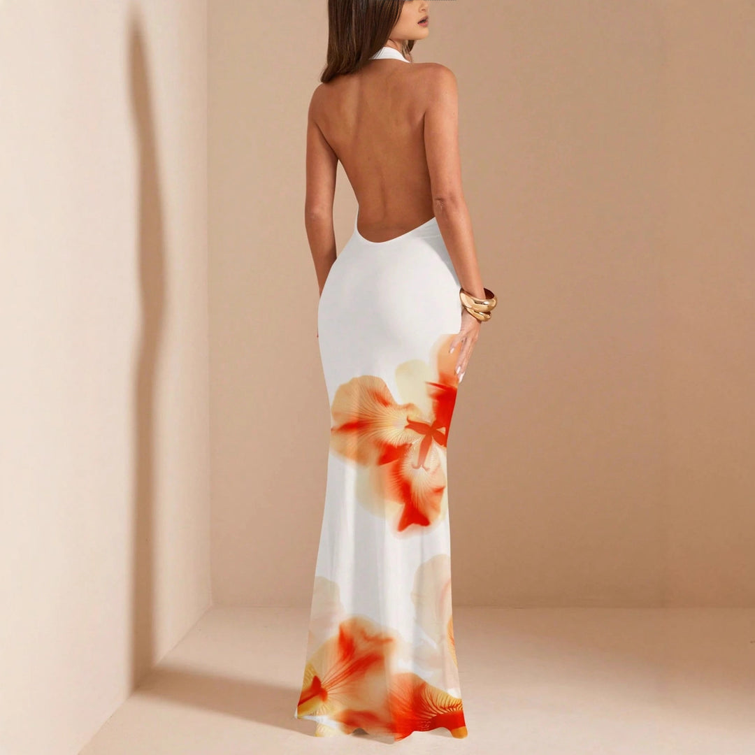 Damen Maxikleid mit raffiniertem Wickelausschnitt und floralem Design Drune