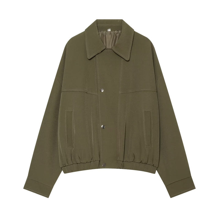 Damen Kurzgeschnittene Utility Blousonjacke mit Tunnelzugbund und aufgesetzten Eingrifftaschen Drune