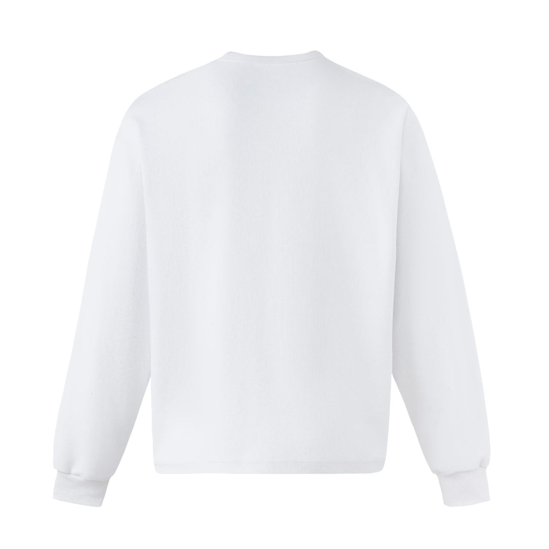 Unisex Oversize Sweatshirt mit kurzem Henley‑Placket und verschwommenem Grafikprint Drune