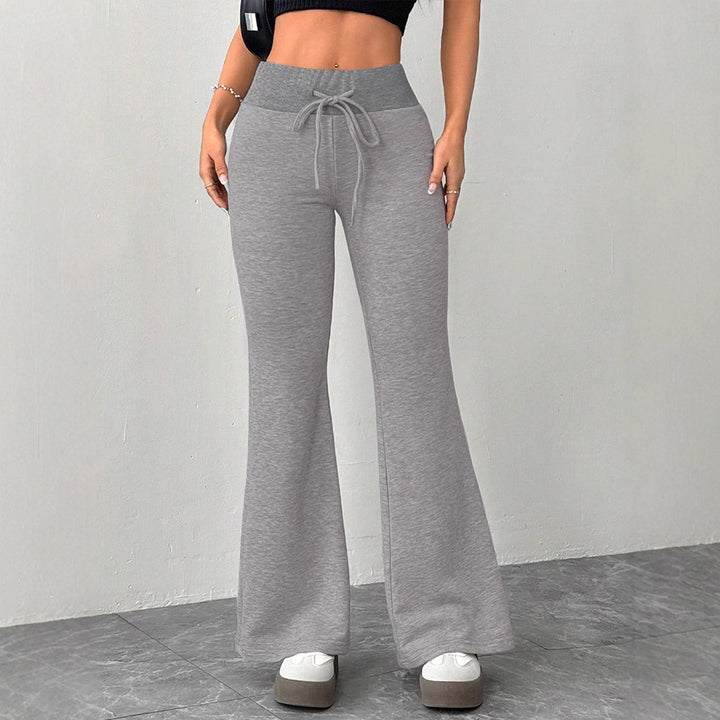 Damen Flared Loungehose mit hohem Bund und elastischem Kordelzug Drune