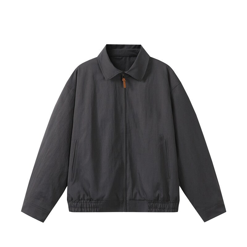 Unisex Leichte Oversize Übergangsjacke im Bomberstil mit Hemdkragen und elastischem Saum Drune