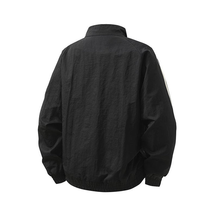 Herren Modische Sportjacke mit hohem Kragen und Kontraststreifen Drune