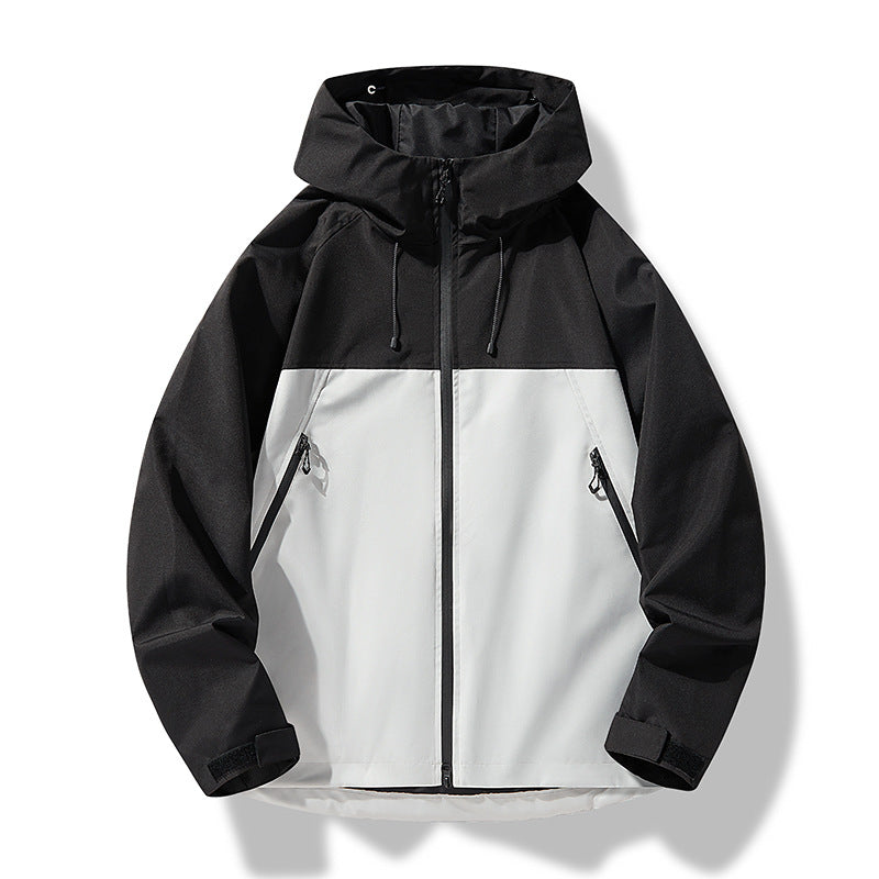 Herren Softshell-Outdoorjacke im Blockdesign mit Kapuze, Reißverschluss und wasserabweisender Beschichtung Drune