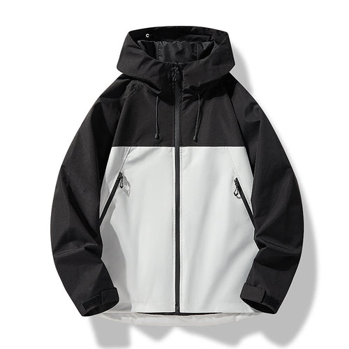 Herren Softshell-Outdoorjacke im Blockdesign mit Kapuze, Reißverschluss und wasserabweisender Beschichtung Drune