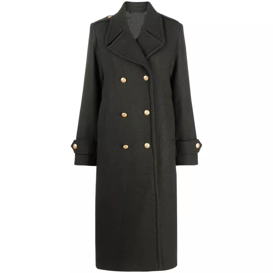 Damen Doppelreihiger Oversize-Wollmix-Mantel mit markantem Revers und verstellbaren Manschetten Drune