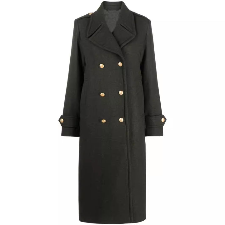 Damen Doppelreihiger Oversize-Wollmix-Mantel mit markantem Revers und verstellbaren Manschetten Drune