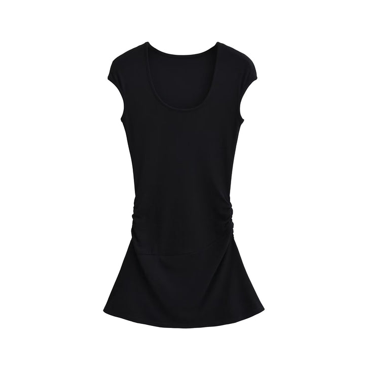 Damen elegantes Jersey-Kleid mit Raffung Drune