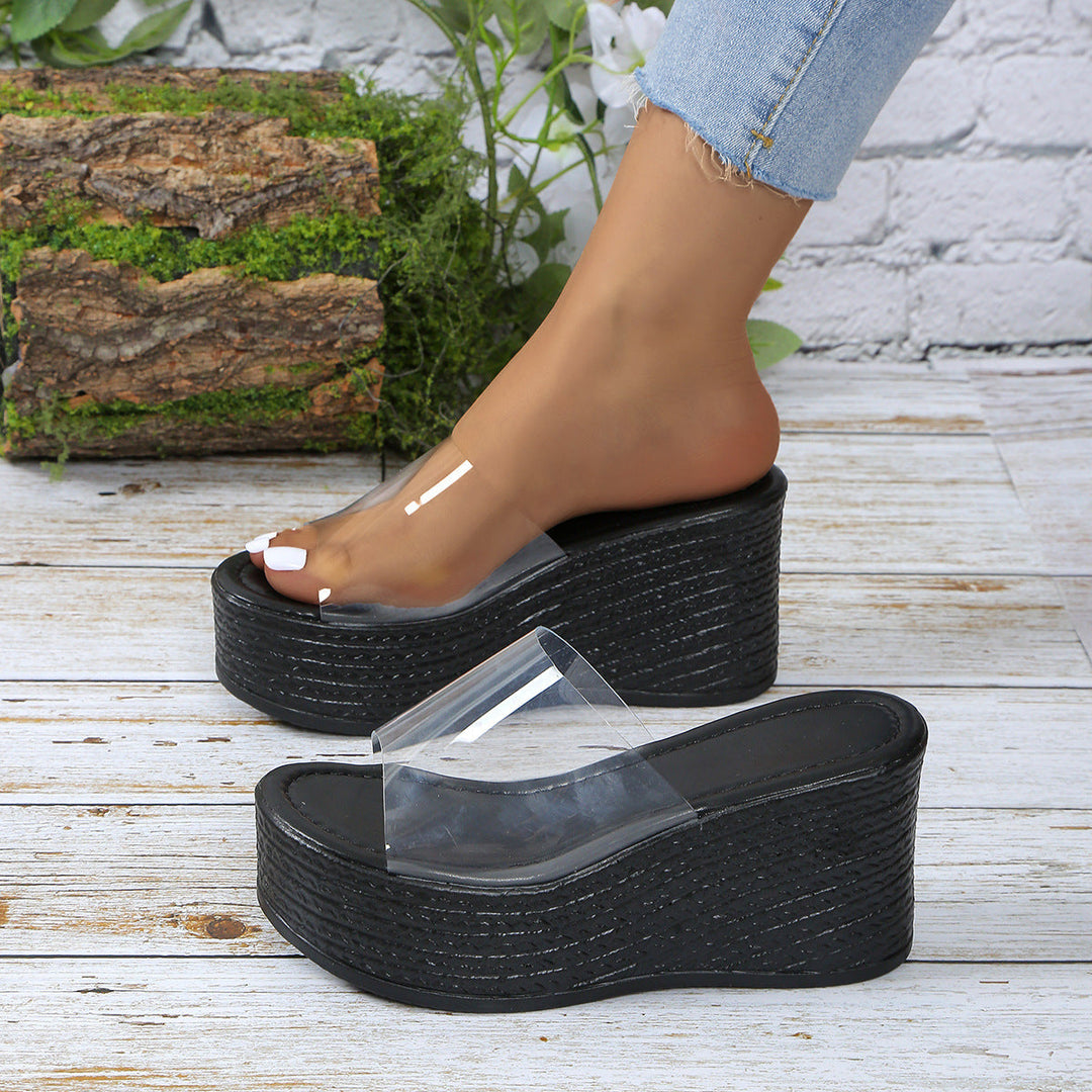 Damen Plateau-Sandalen mit transparentem Obermaterial und rutschfester Sohle Drune