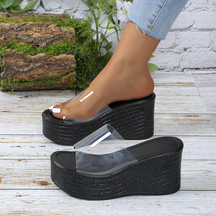 Damen Plateau-Sandalen mit transparentem Obermaterial und rutschfester Sohle Drune