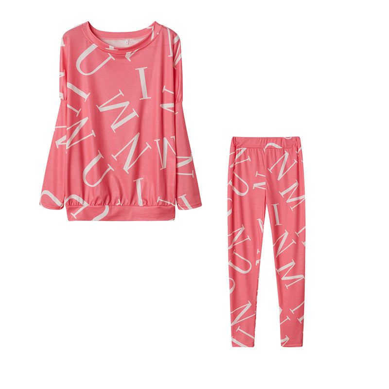 Damen Pyjama-Set mit langärmligem Oberteil und elastischen Hosen Drune