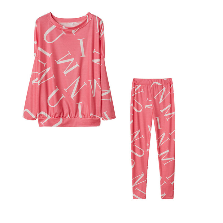 Damen Pyjama-Set mit langärmligem Oberteil und elastischen Hosen Drune