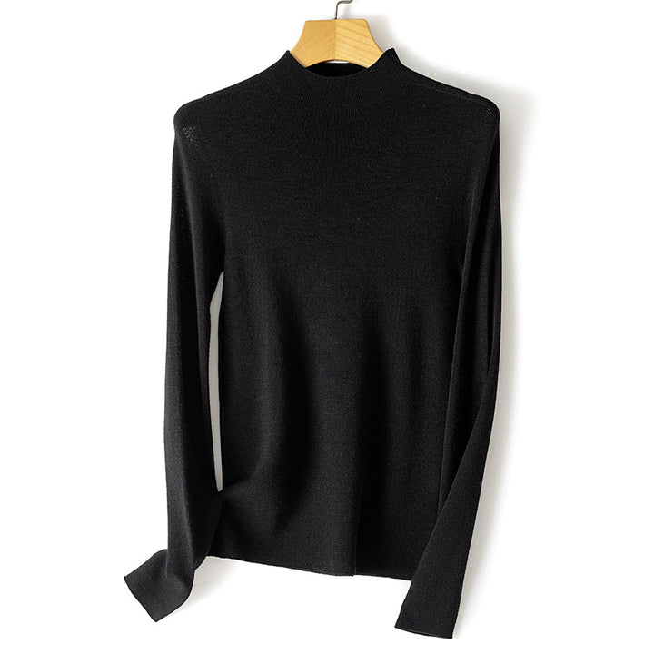 Damen Feiner Stretch-Feinstrickpullover mit halbem Stehkragen und schlanker Silhouette Drune