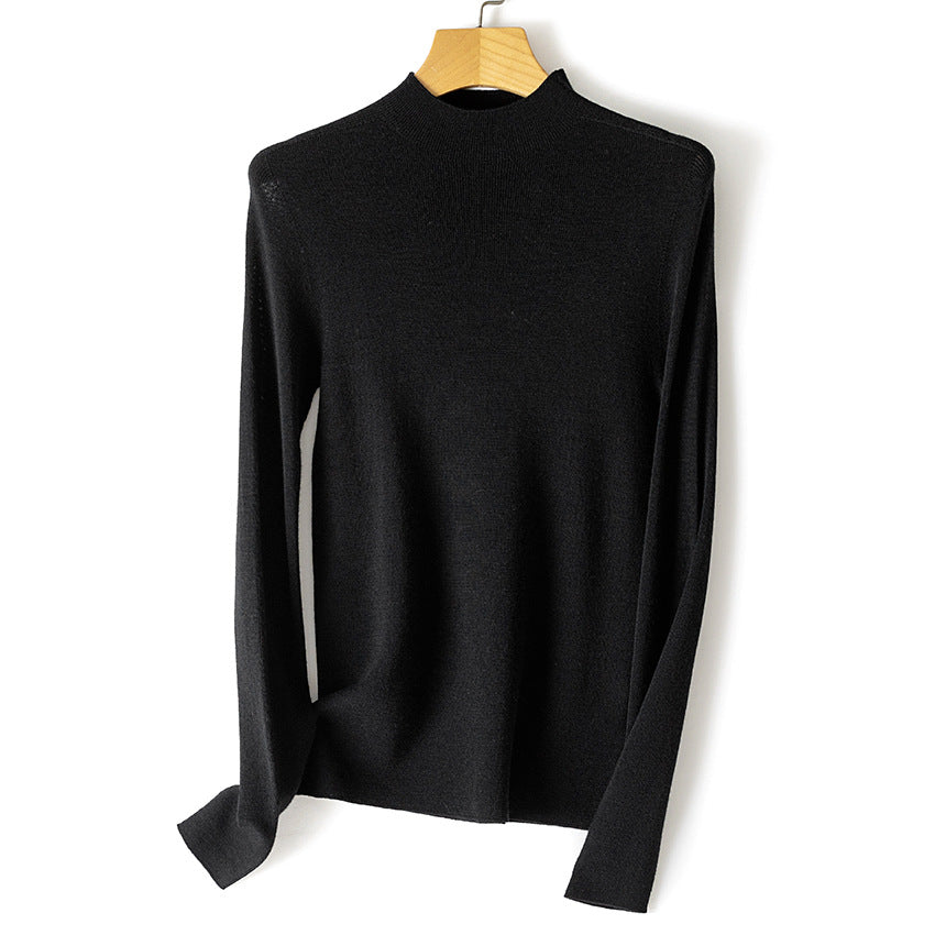 Damen Feiner Feinstrick-Langarmpullover mit kurzem Stehkragen und Slim‑Fit Drune
