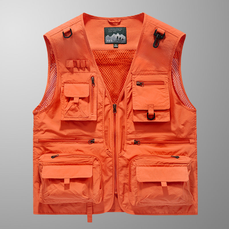 Herren Multifunktionale Outdoorweste mit Mesh‑Belüftung und Mehrfach‑Taschen Drune