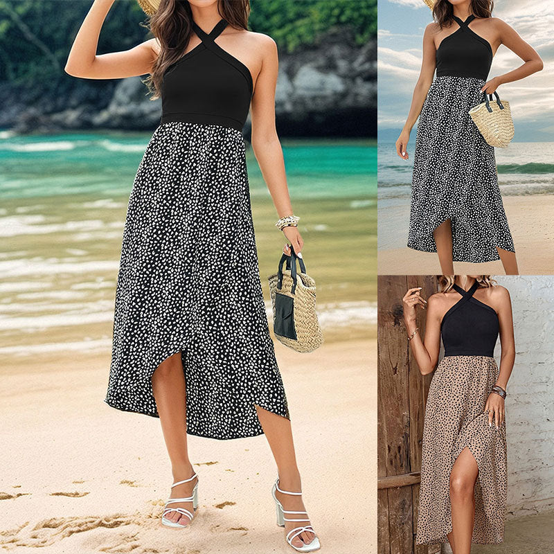 Damen Maxikleid mit schickem Wickeldesign und floralen Akzenten Drune