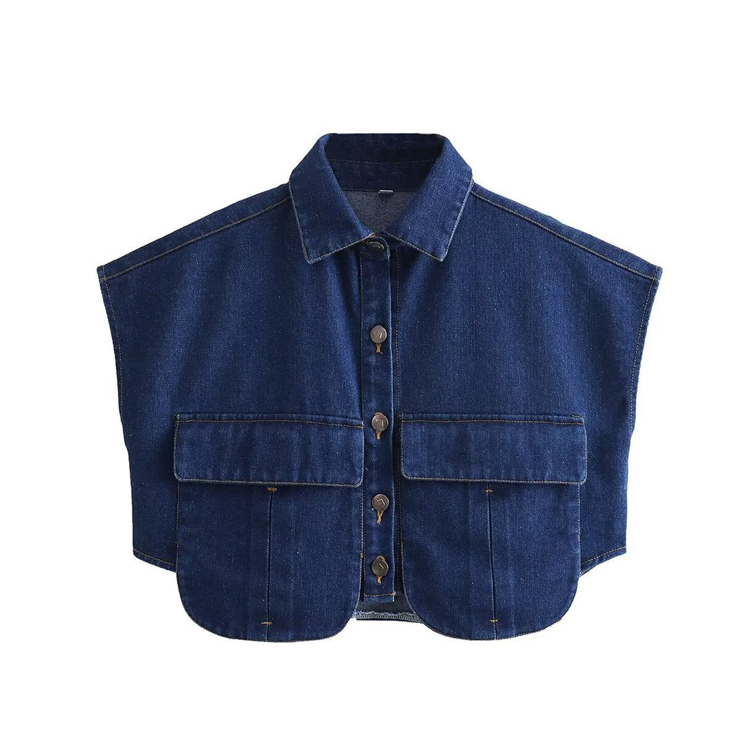 Damen ärmellose Utility-Bluse mit Taschen Drune