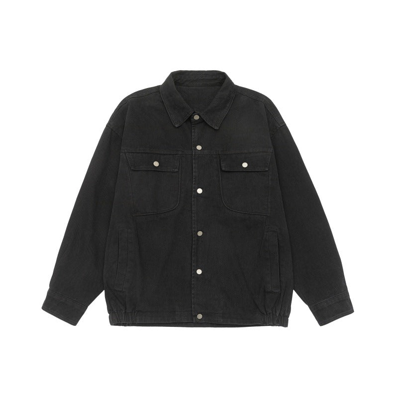 Unisex Oversize Workwear-Blousonjacke mit Druckknopf‑Front und Elastbund Drune