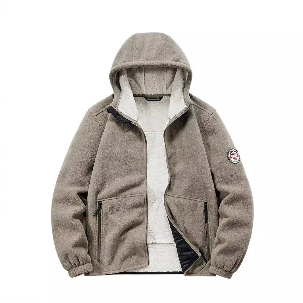 Herren Isolierte Fleece-Hoodiejacke mit Sherpa-Innenfutter und Zwei-Wege-Reißverschluss Drune