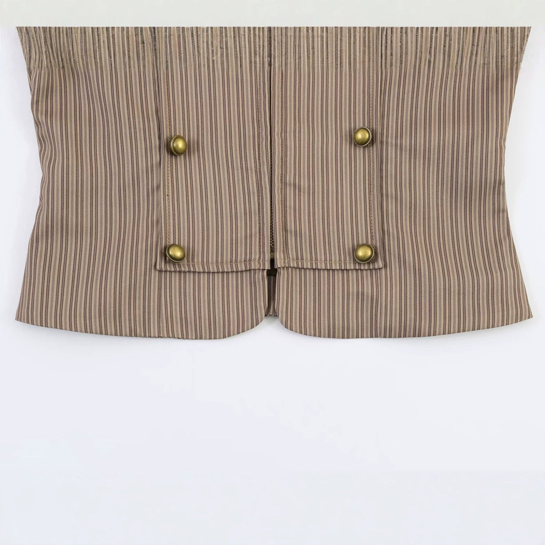 Damen Kurzgeschnittene militärinspirierte Jacke mit Stehkragen und doppelter Zierknopfreihe Drune