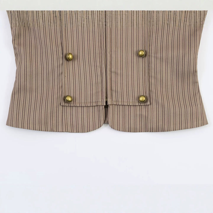 Damen Kurzgeschnittene militärinspirierte Jacke mit Stehkragen und doppelter Zierknopfreihe Drune