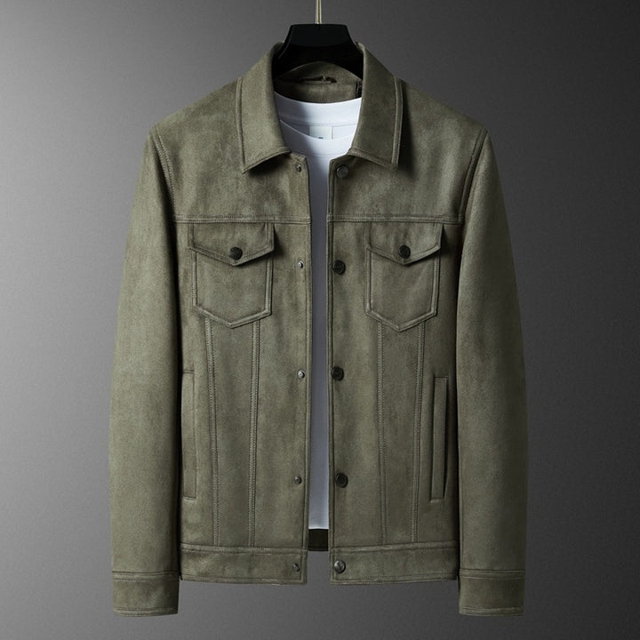 Herren Wollfilz-Truckerjacke mit Pattentaschen und Druckknopfverschluss Drune