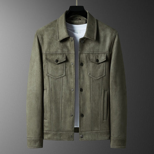 Herren Wollfilz-Truckerjacke mit Pattentaschen und Druckknopfverschluss Drune