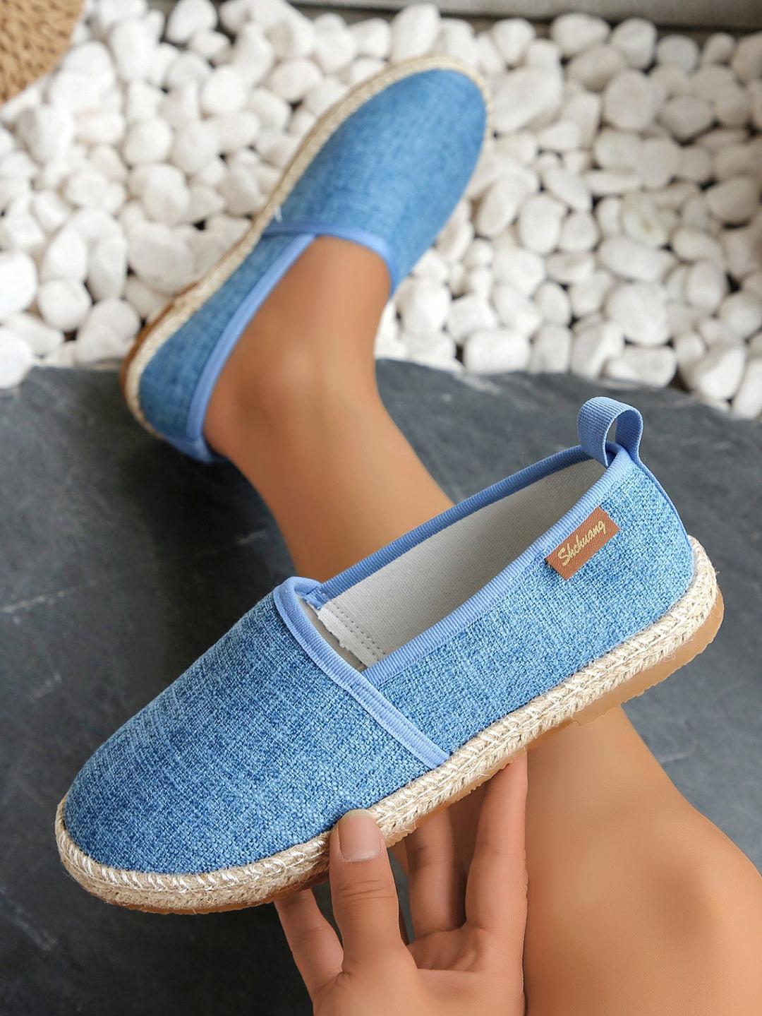 Damen  atmungsaktive Strick-Espadrilles mit geflochtener Jute-Sohle und flexiblem Memory-Fußbett Drune
