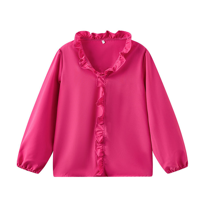 Damen Bluse mit Rüschendetails und elegantem Stehkragen Drune