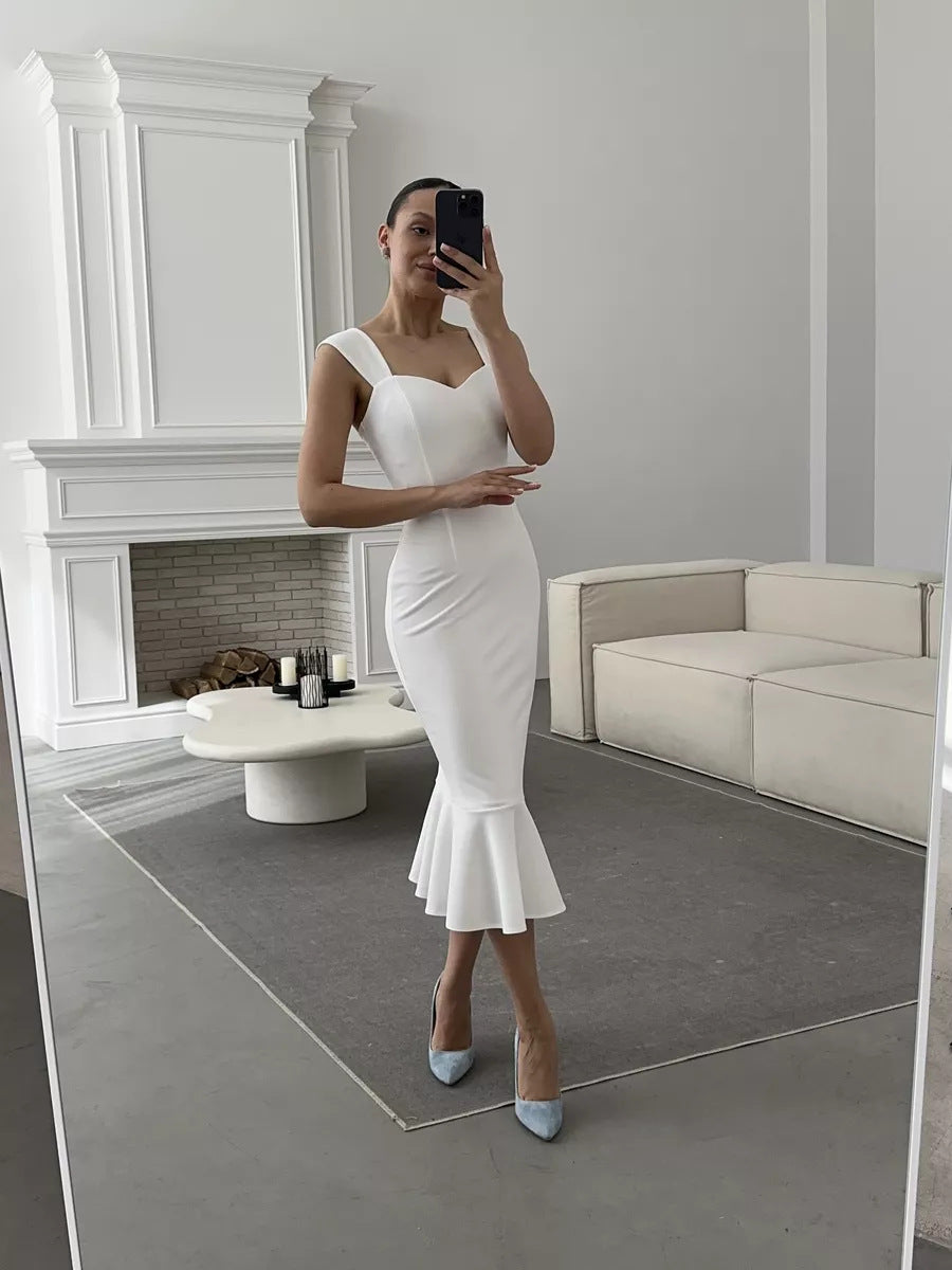 Damen Wickelkleid mit elegantem Herzausschnitt und schwingendem Saum Drune