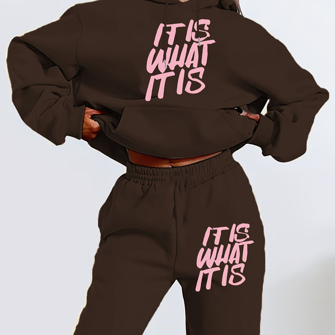 Damen Jogginganzug mit stylischem Statement-Print und lässigem Schnitt Drune
