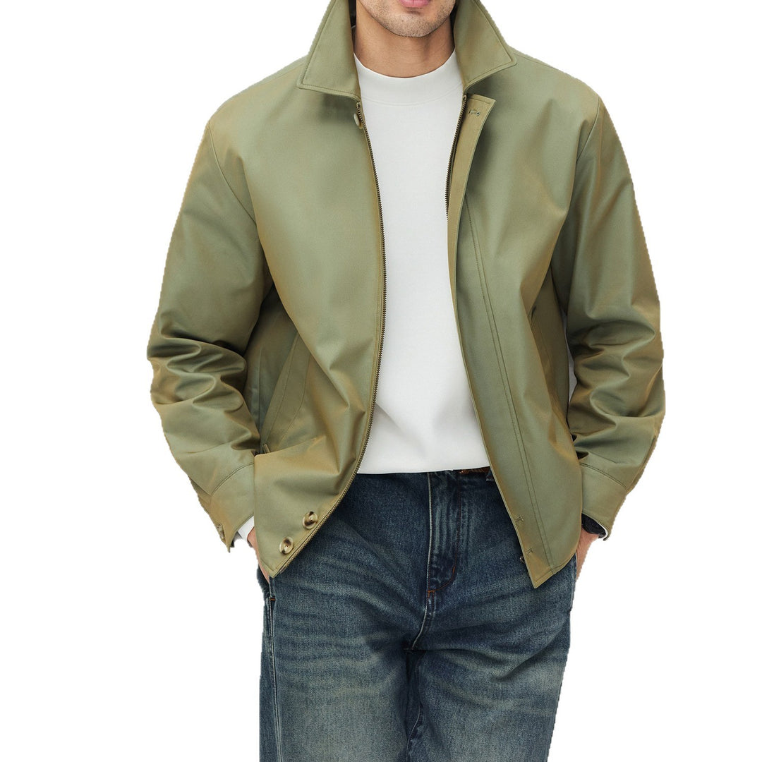 Herren Kurzjacke im modernen Harrington‑Stil mit Stehkragen und verdecktem Reißverschluss Drune