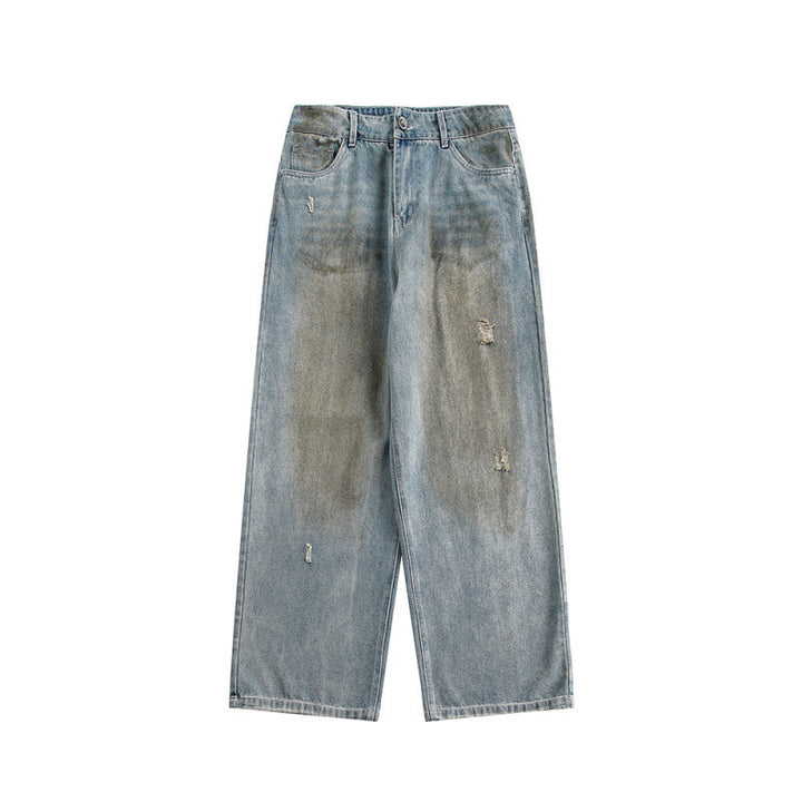 Damen Weite Baggy-Jeans mit hohem Bund, Used-Waschung und Rissdetails Drune