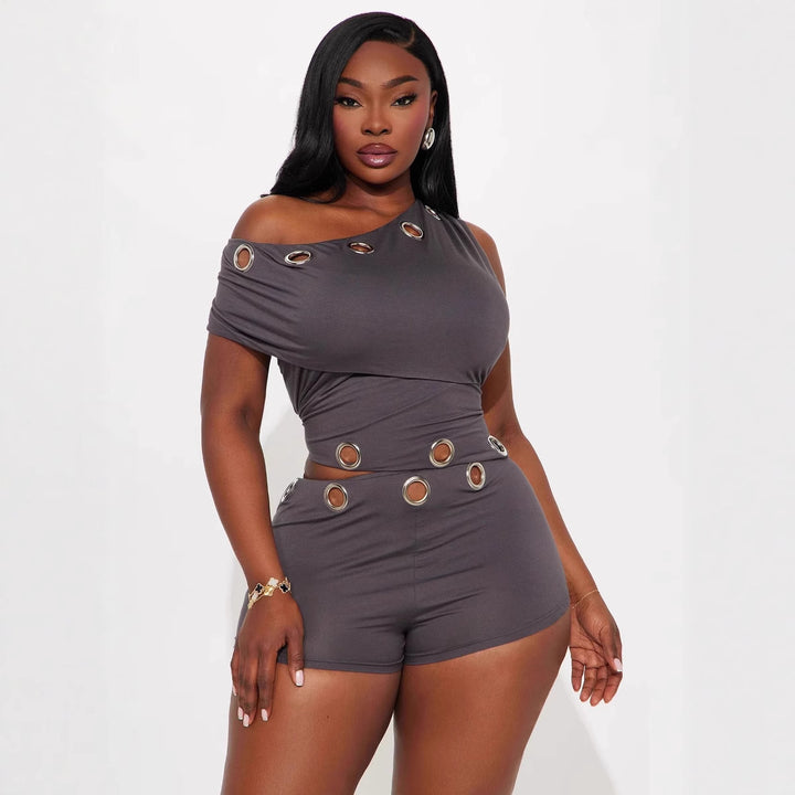 Damen Asymmetrischer Body mit dekorativen Ösen Drune