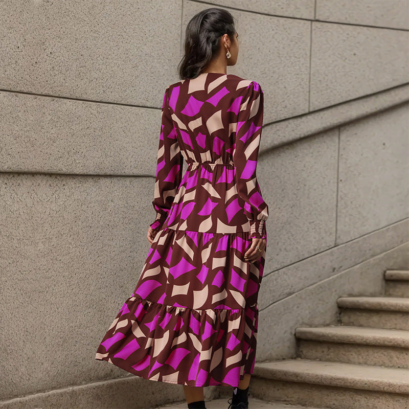 Damen Maxikleid mit taillierbarem Oberteil und frischem Mustermix Drune