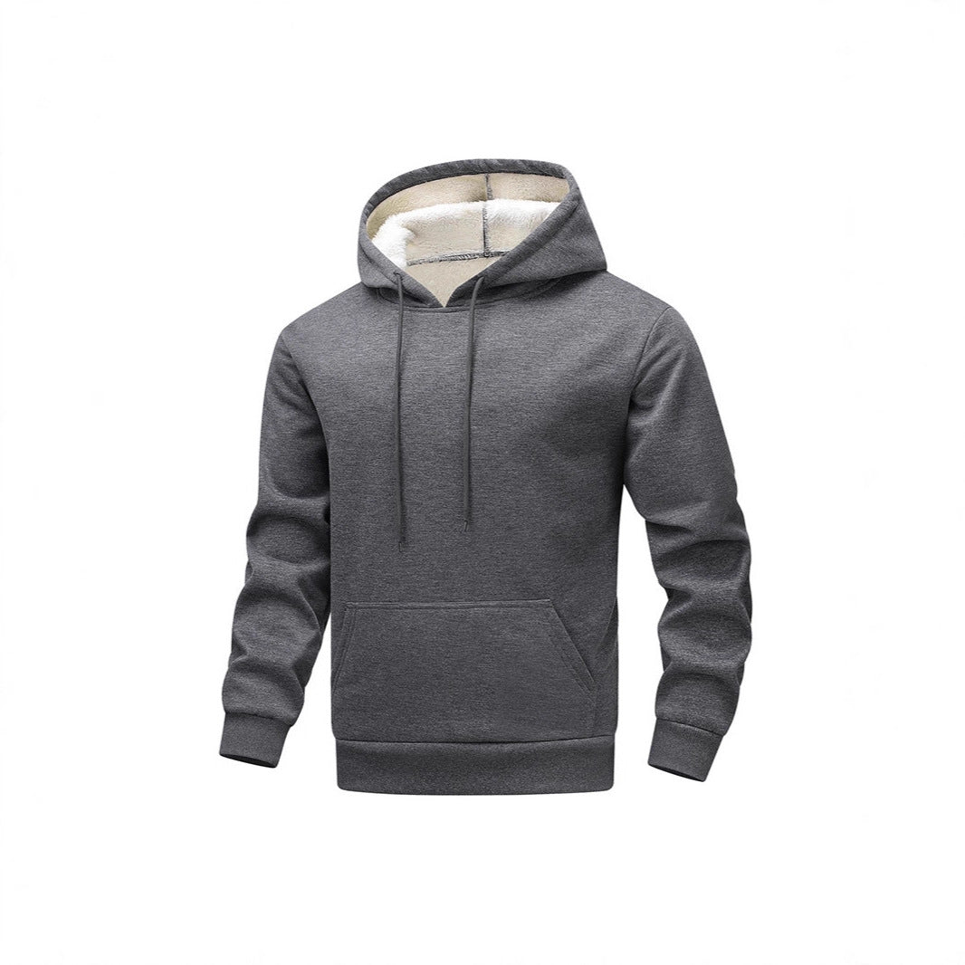 Herren Fleece-Kapuzenpullover mit Sherpa-Innenfutter und Kängurutasche Drune