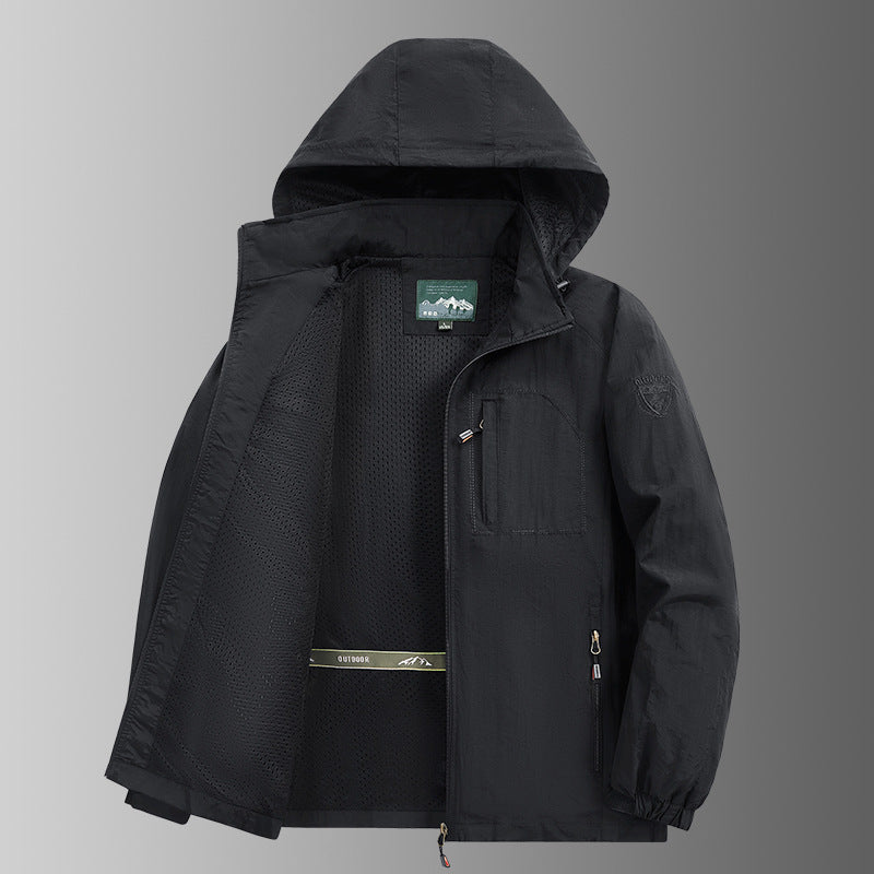 Herren Leichte und atmungsaktive Outdoorjacke mit Kapuze Drune
