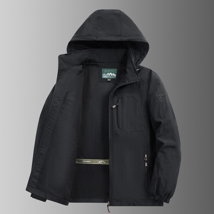 Herren Leichte und atmungsaktive Outdoorjacke mit Kapuze Drune