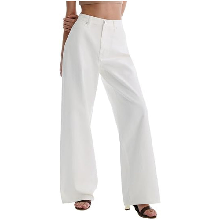 Damen Weite High-Waist-Hose mit fließendem Beinschnitt Drune