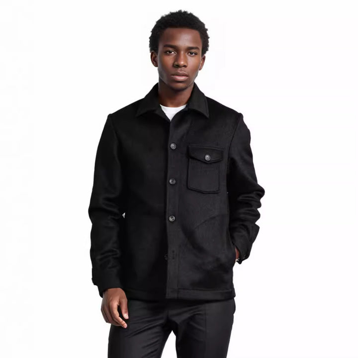 Herren modische Wolljacke mit Brusttasche und Knopfdetails Drune