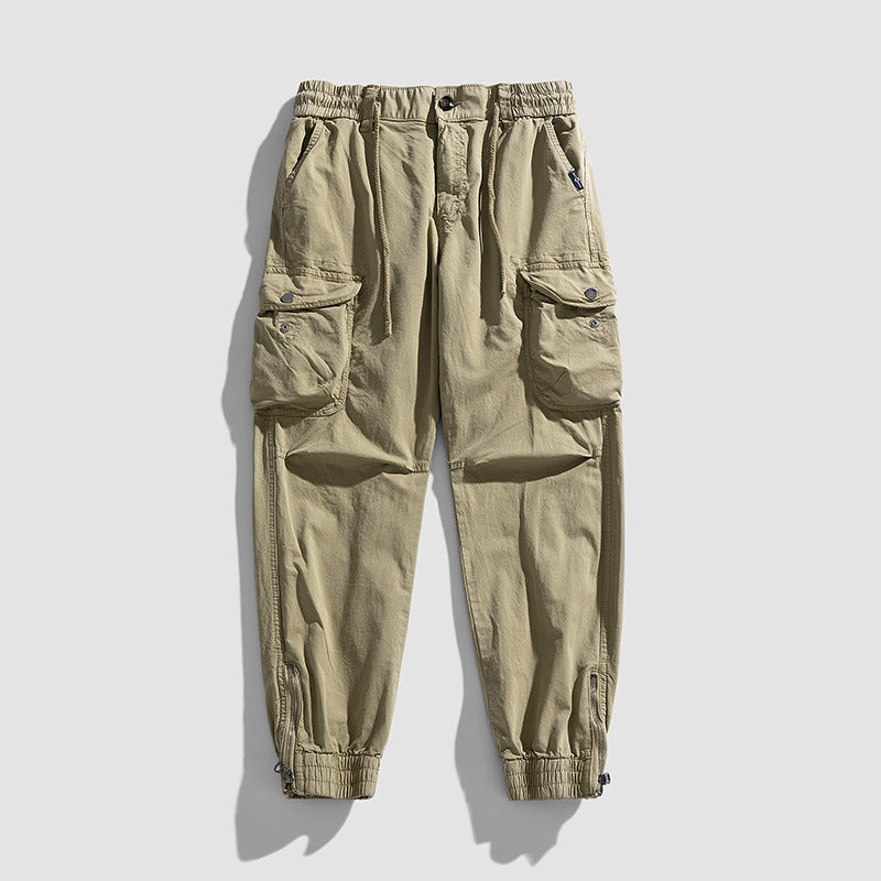 Herren Cargohose im Joggerstil mit elastischem Komfortbund, Multifunktionalen Klapp‑Utility‑Taschen und Knöchelreißverschluss Drune